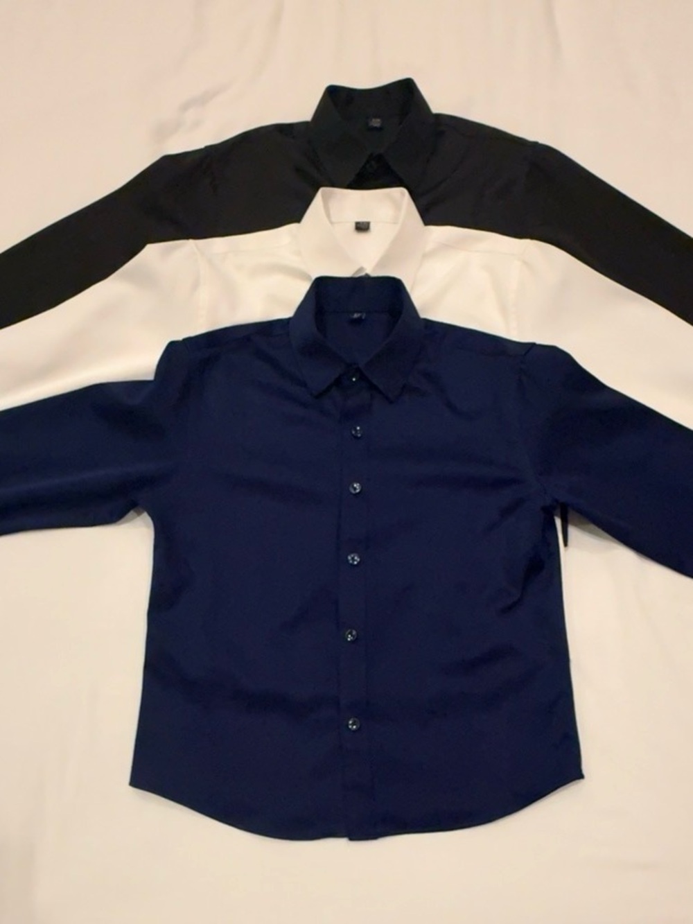Boys Classic Wrinkle Free Button-Up Shirt - Navy, White & Black